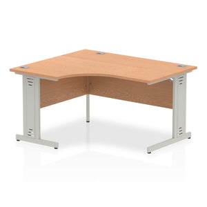 140cm Oak Corner PC Desk Silver Leg Left Hand