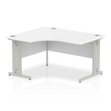 Load image into Gallery viewer, 140cm White Corner PC Desk Silver Leg Left Hand
