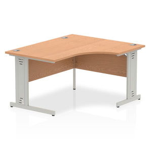 140cm Oak Corner PC Desk Silver Leg Right Hand