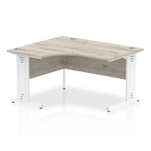 Load image into Gallery viewer, 140cm Grey Oak Corner PC Desk White Leg Left Hand
