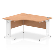 Load image into Gallery viewer, 140cm Oak Corner PC Desk White Leg Left Hand
