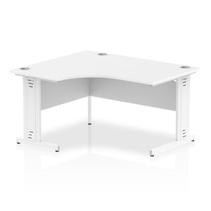 140cm White Corner PC Desk White Leg Left Hand