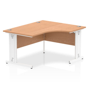 140cm Oak Corner PC Desk White Leg Right Hand