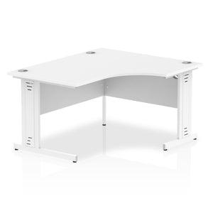 140cm White Corner PC Desk White Leg Right Hand