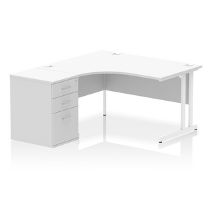 140cm White Home Office Corner Desk Left Hand