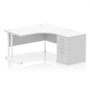 140cm White Corner Desk Home Office Right Hand