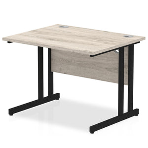 Impulse 1000 Grey Oak Black Cantilever Office Desk