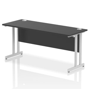 Impulse Slimline 1600 Black Silver Office Desk