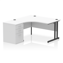 Load image into Gallery viewer, 140cm White Home Office Corner Desk Black Leg Left Hand
