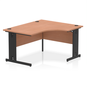 140cm Beech Corner PC Desk Black Leg Right Hand