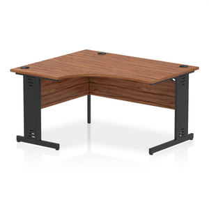 140cm Walnut Corner PC Desk Black Leg Left Hand