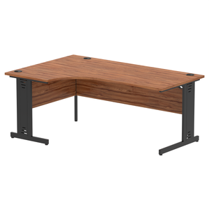 180cm Walnut L Desk Black Leg Left Hand