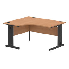 Load image into Gallery viewer, 140cm Oak Corner PC Desk Black Leg Left Hand
