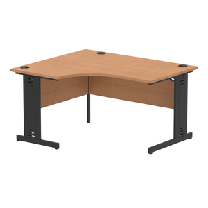 140cm Oak Corner PC Desk Black Leg Left Hand