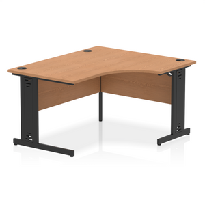 140cm Oak Corner PC Desk Black Leg Right Hand