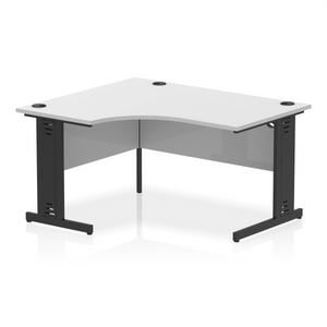 140cm White Corner PC Desk Black Leg Left Hand