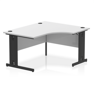 140cm White Corner PC Desk Black Leg Right Hand