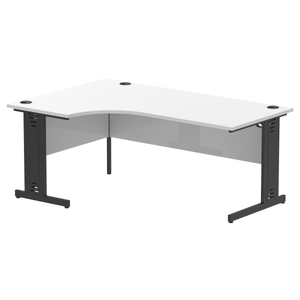 180cm White L Desk Black Leg Left Hand