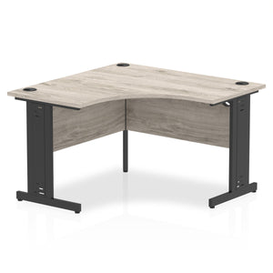 Compact Corner Desk Grey Oak & Black