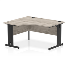 Load image into Gallery viewer, 140cm Grey Oak Corner PC Desk Black Leg Left Hand
