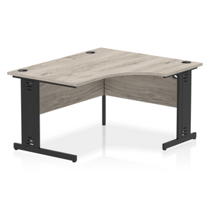 140cm Grey Oak Corner PC Desk Black Leg Right Hand