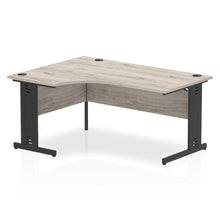 Load image into Gallery viewer, 160cm Grey Oak Corner PC Table Black Leg Left Hand
