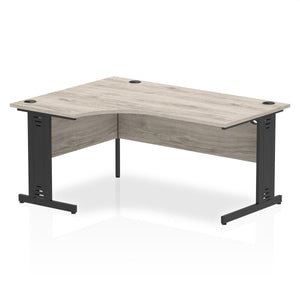 160cm Grey Oak Corner PC Table Black Leg Left Hand