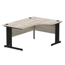 Load image into Gallery viewer, 160cm Grey Oak Corner PC Table Black Leg Right Hand
