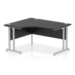 Impulse 140cm Black Corner Desk Silver Leg Left Hand