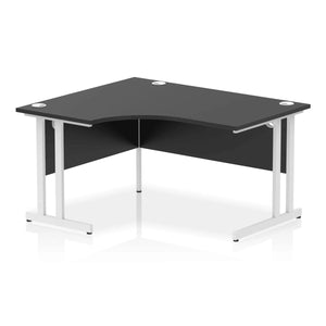 140cm Large Corner Desk Black White Leg Left Hand