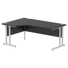 Load image into Gallery viewer, 180cm Large Corner Desk Black Silver Leg Left Hand
