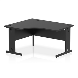 140cm Black Corner PC Desk Black Leg Left Hand