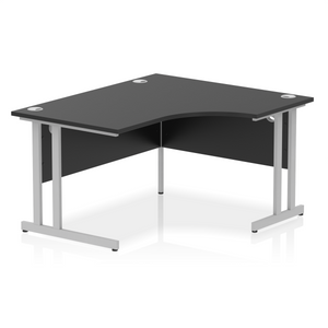 Impulse 140cm Black Corner Desk Silver Leg Right Hand