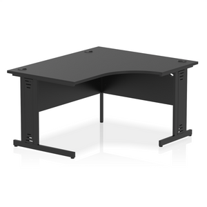 140cm Black Corner PC Desk Black Leg Right Hand