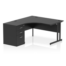 Load image into Gallery viewer, 140cm Black Home Office Corner Desk Black Leg Left Hand
