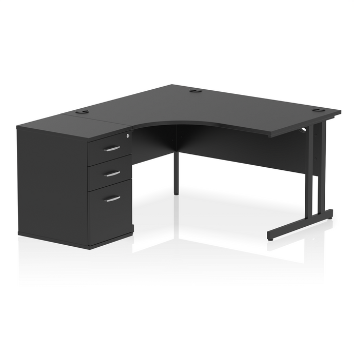 140cm Black Home Office Corner Desk Black Leg Left Hand