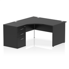 Load image into Gallery viewer, 140cm Black Corner Desk And Storage Left Hand
