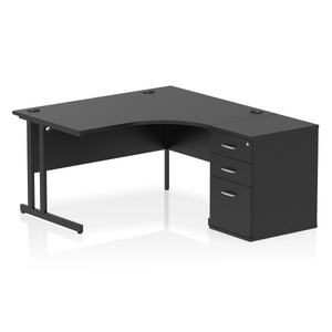 140cm Black Corner Desk Home Office Right Hand