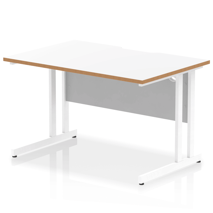 Impulse 1200 White Wood Scalloped Office Desk