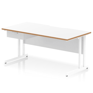 Impulse 1600 White Wood Scalloped 1 Drawer Desk