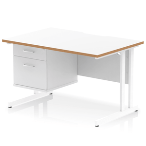 Impulse 1200 White Wood A4 Office Desk