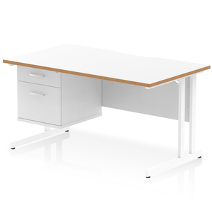 Impulse 1400 White Wood A4 Office Desk