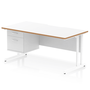 Impulse 1600 White Wood A4 Office Desk