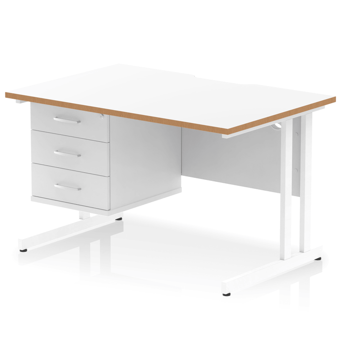 Impulse 1200 White Wood 3 Drawer Office Desk