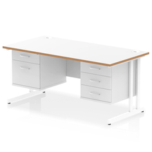 Load image into Gallery viewer, Impulse 1600 2+3 White Wood Storage Office Desk
