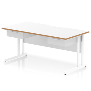 Impulse 1600 White Wood Scalloped Office Desk