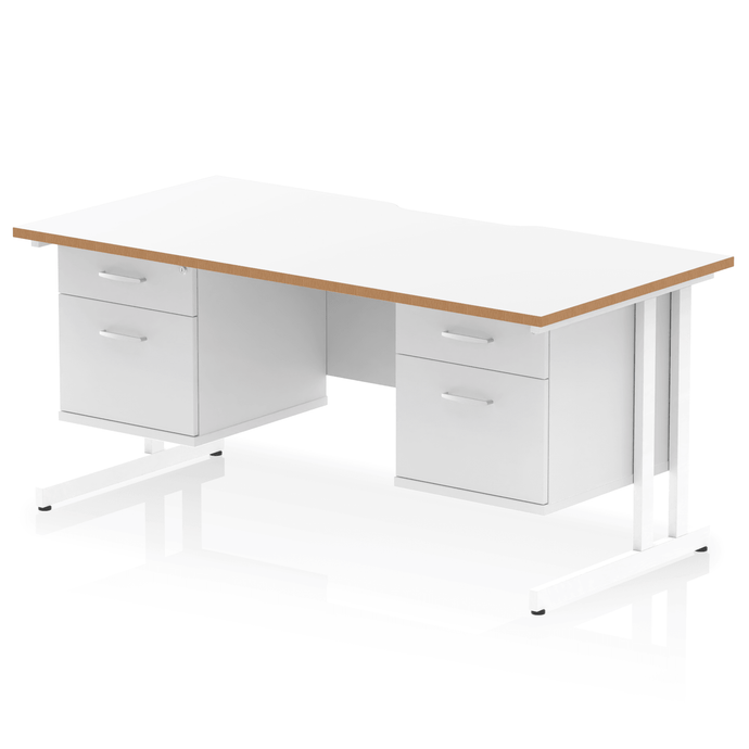 Impulse 1600 3+2 White Wood Storage Office Desk