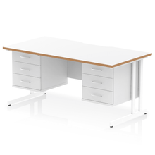 Load image into Gallery viewer, Impulse 1600 3+3 White Wood Storage Office Desk
