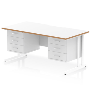 Impulse 1600 3+3 White Wood Storage Office Desk