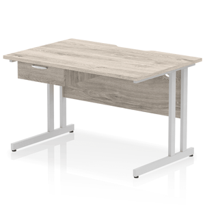 Impulse 1200 Silver Grey Oak Scalloped 1 Drawer Desk